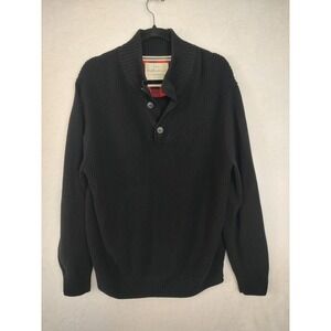 Weatherproof Vintage Holiday Sweater Button Mock Neck XLBlack Pullover
